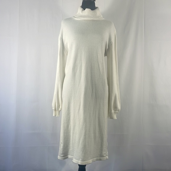White Mid length white turtleneck sweater dress,Size XL - Picture 12 of 12